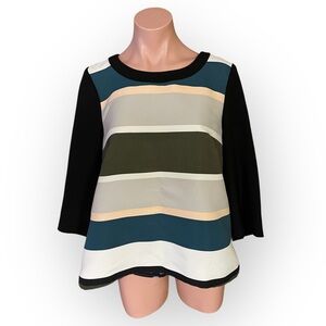 Anthropologie Troubadour Women’s Size 8 Rugby Stripe Split Zip Back Blouse